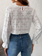 Casual Cut-Out Lace Blouse