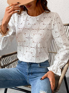 Casual Cut-Out Lace Blouse