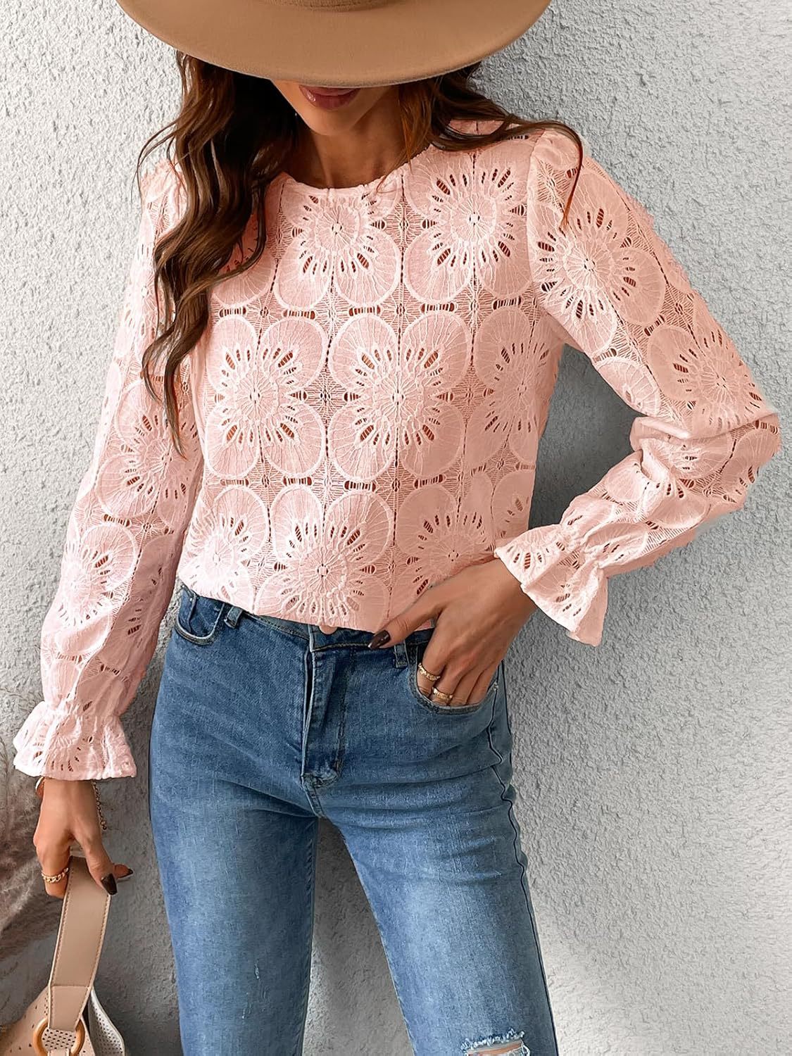 Casual Cut-Out Lace Blouse