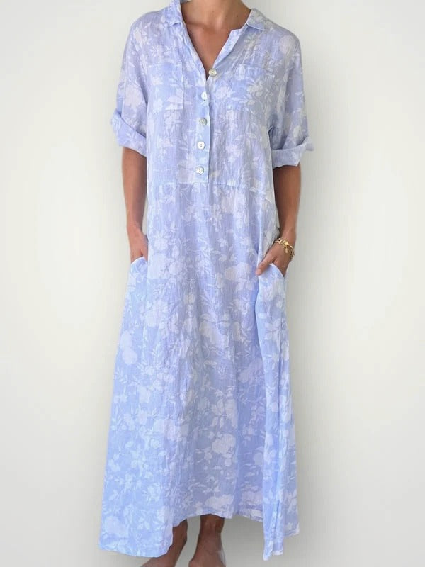 Soft Flower Linen Dress
