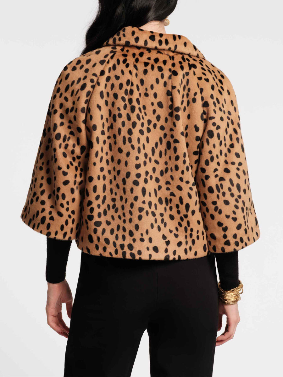 Leopard Printed Faux Cropped Jacket
