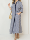 Multicolor Gingham Collared Maxi Dress