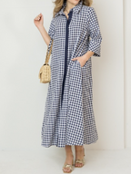 Multicolor Gingham Collared Maxi Dress