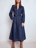 Belted Denim Midi Dress