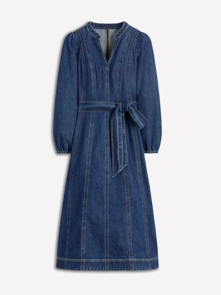 Belted Denim Midi Dress