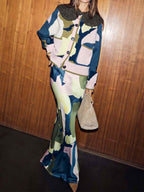 Detachable Collar Printed Two Pieces Dress