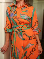 Printed Belted Loose Maxi Dress