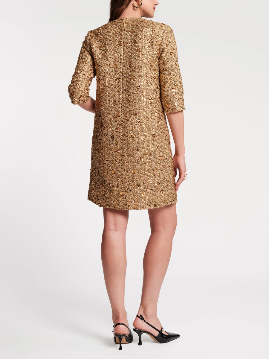 Shimmering Metallic Tweed Mod Dress