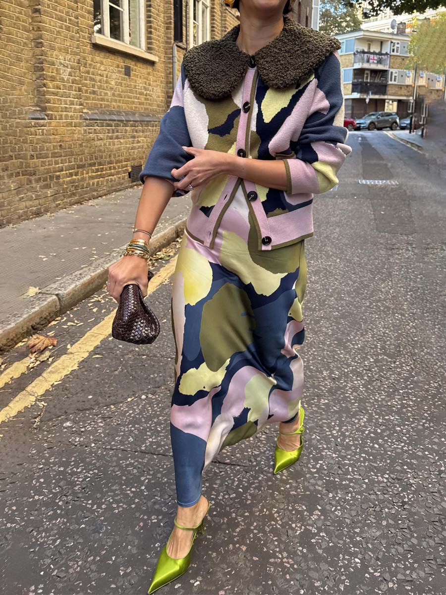 Detachable Collar Printed Two Pieces Dress