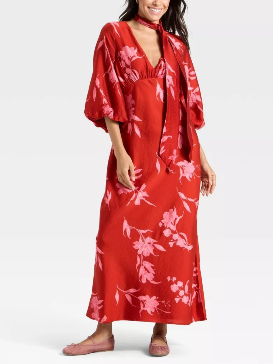 Women's Tie Neck Maxi Dress