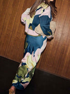 Detachable Collar Printed Two Pieces Dress