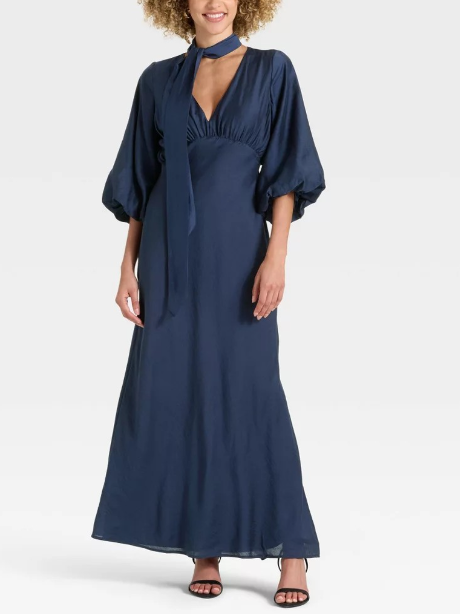 Women's Tie Neck Maxi Dress