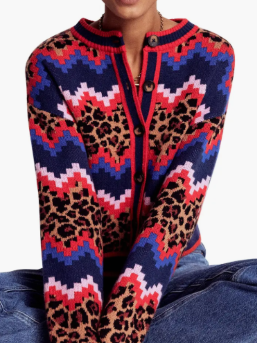 Mixed Print Jacquard Cardigan