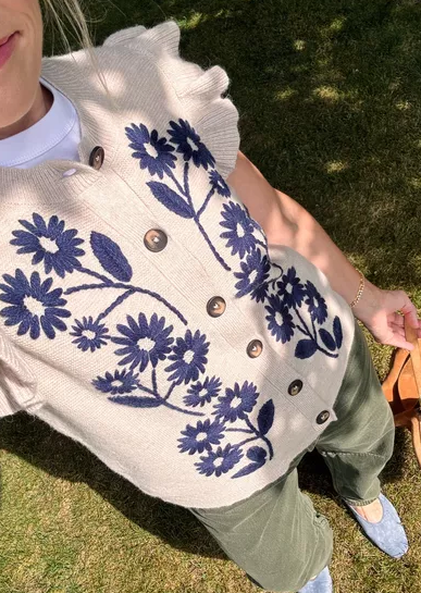 Adorable Flower Sweater Vest