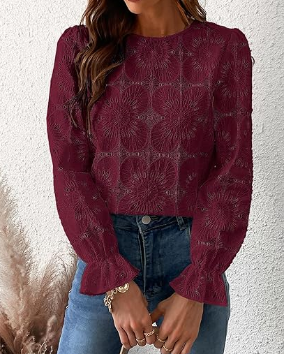 Casual Cut-Out Lace Blouse