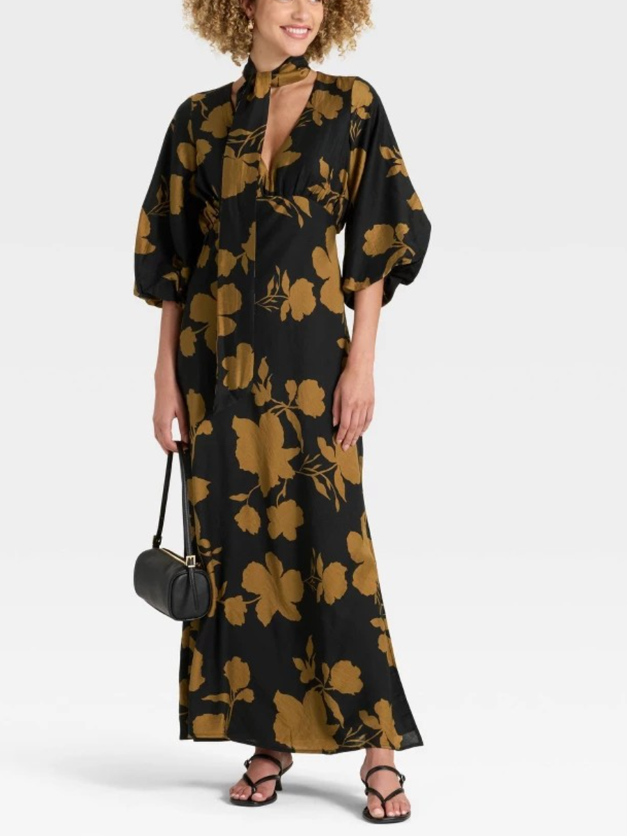 Women's Tie Neck Maxi Dress