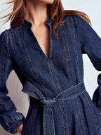 Belted Denim Midi Dress