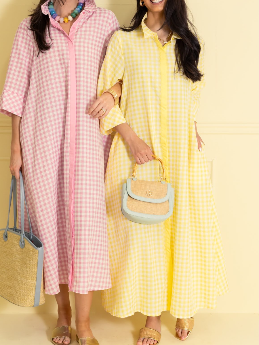 Multicolor Gingham Collared Maxi Dress