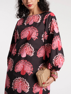 Multicolor Puff Sleeve Maxi Dress