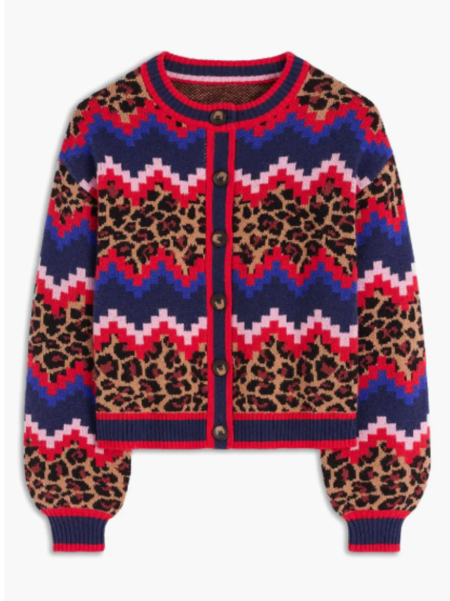 Mixed Print Jacquard Cardigan
