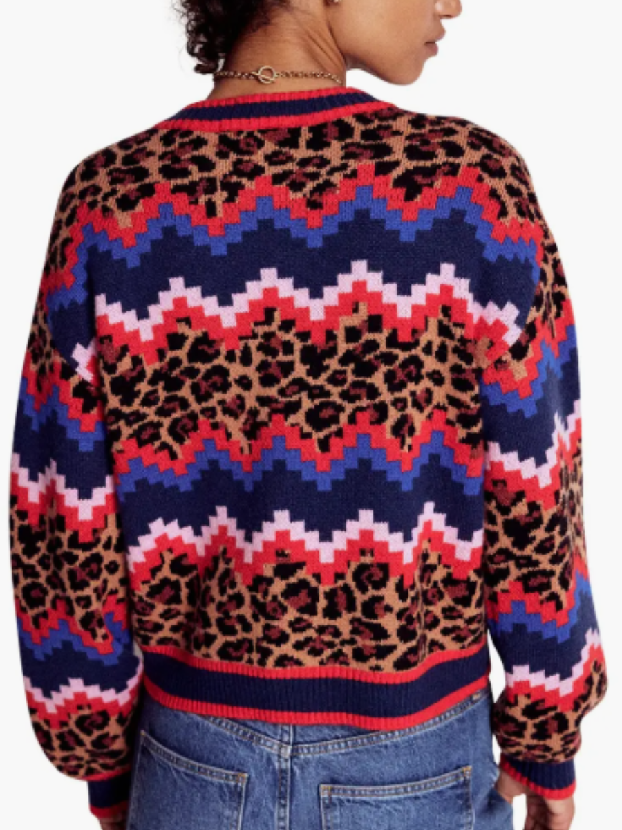 Mixed Print Jacquard Cardigan