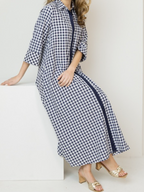 Multicolor Gingham Collared Maxi Dress