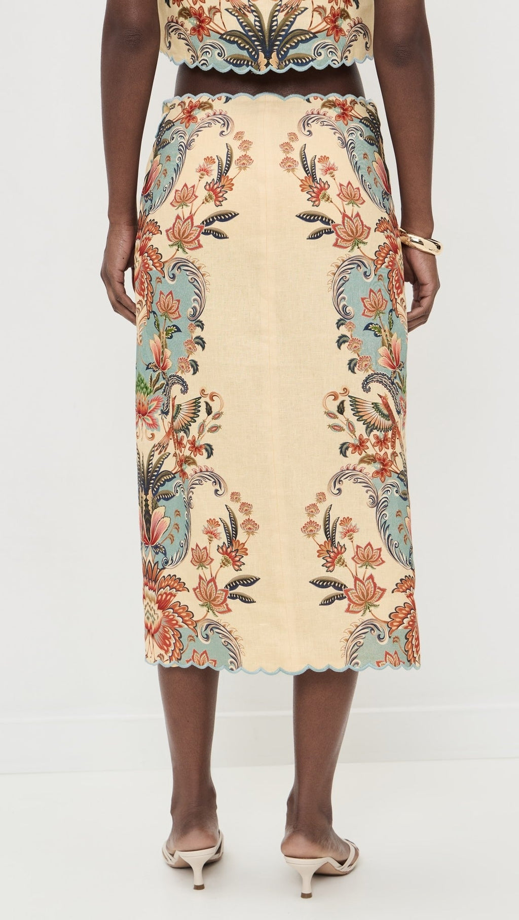 Beauty Butter Floral Detailed Top And Midi Skirt Suit