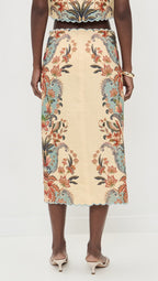 Beauty Butter Floral Detailed Top And Midi Skirt Suit